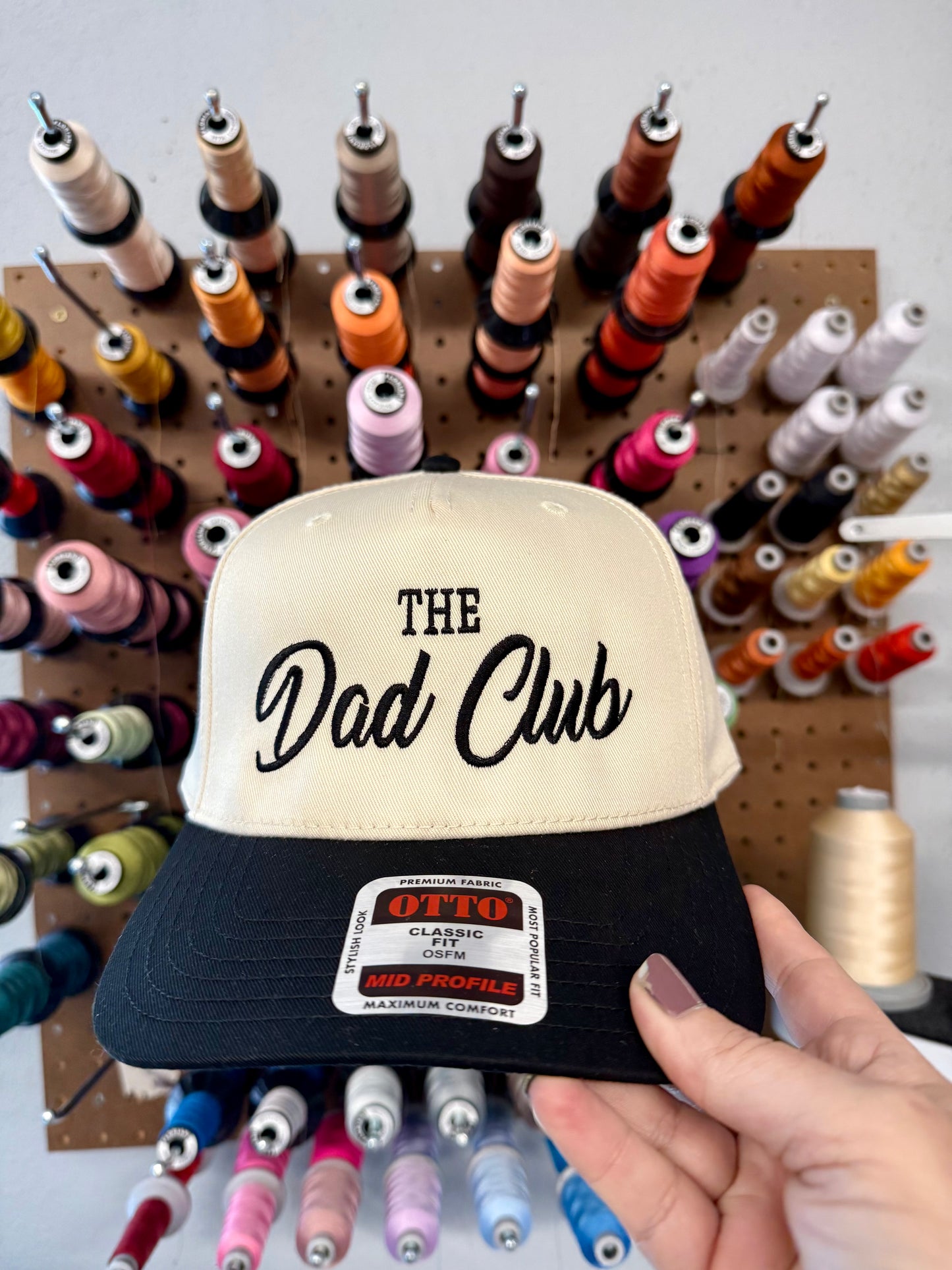 The Dad Club Embroidered Black and Cream Structured Hat