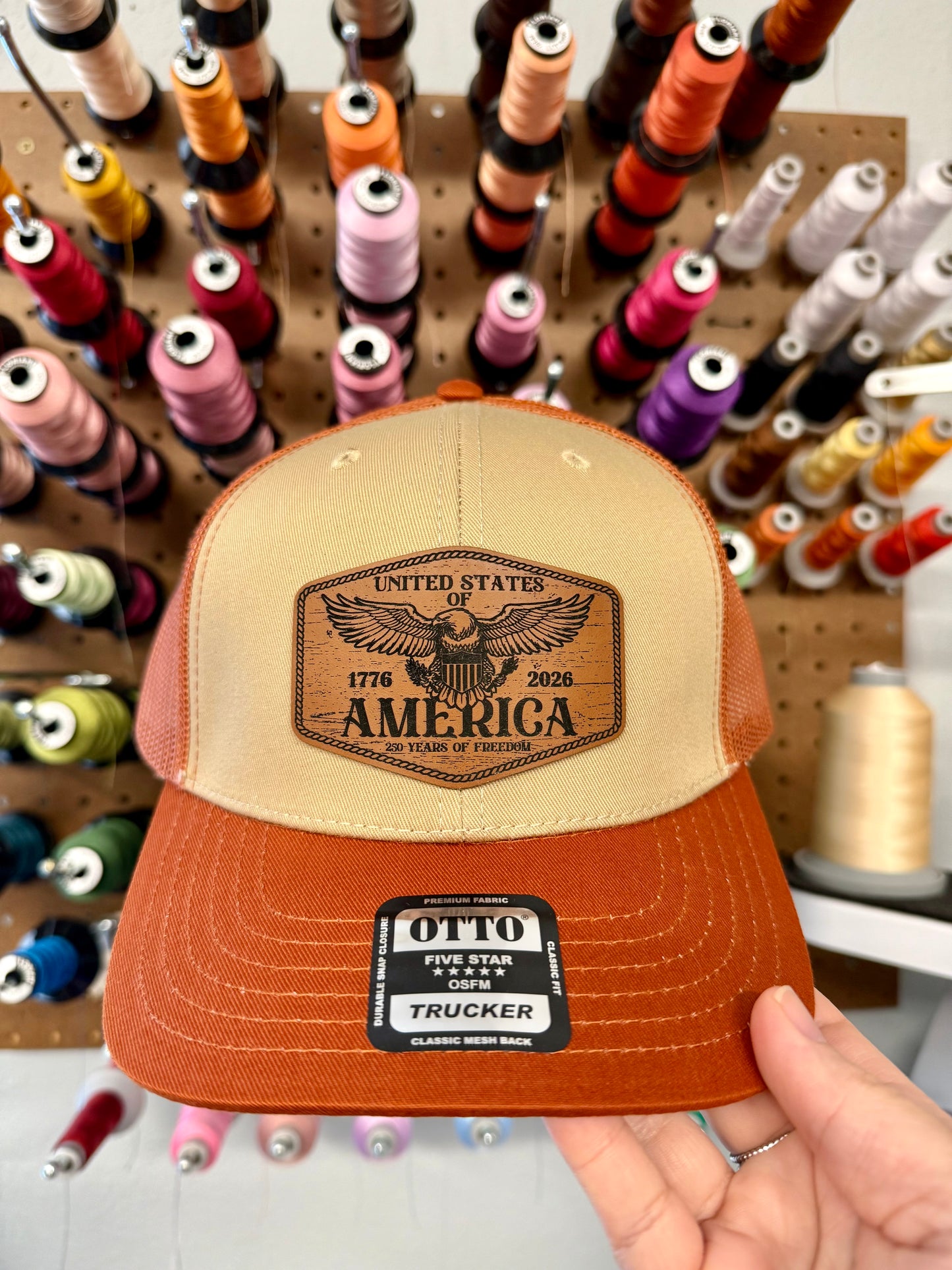 United States of America 250 Years of Freedom Patch Mesh Back Trucker Hat