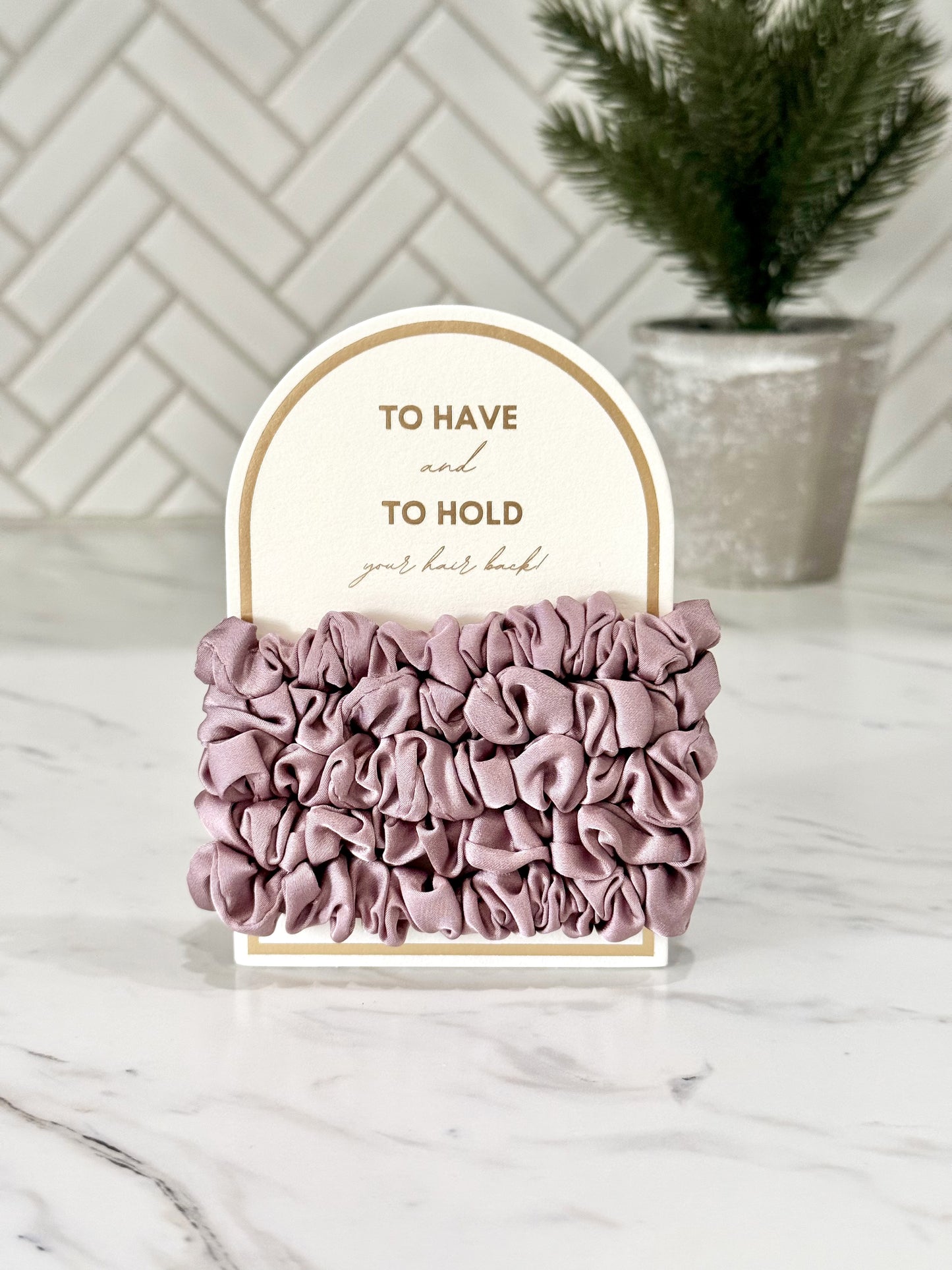 5 Pack Skinny Mauve Silk Hair Scrunchie Set