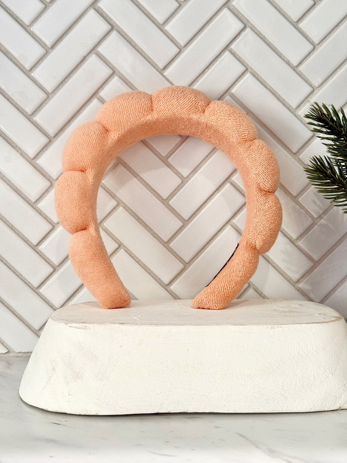 Peach Puffy Terry Cloth Hair Headband
