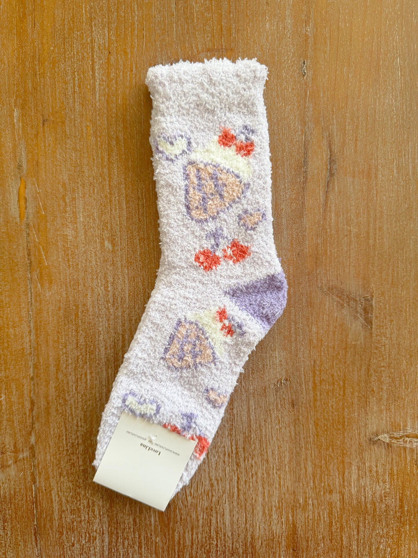 Purple Sundae with Cherries Fluffy Socks
