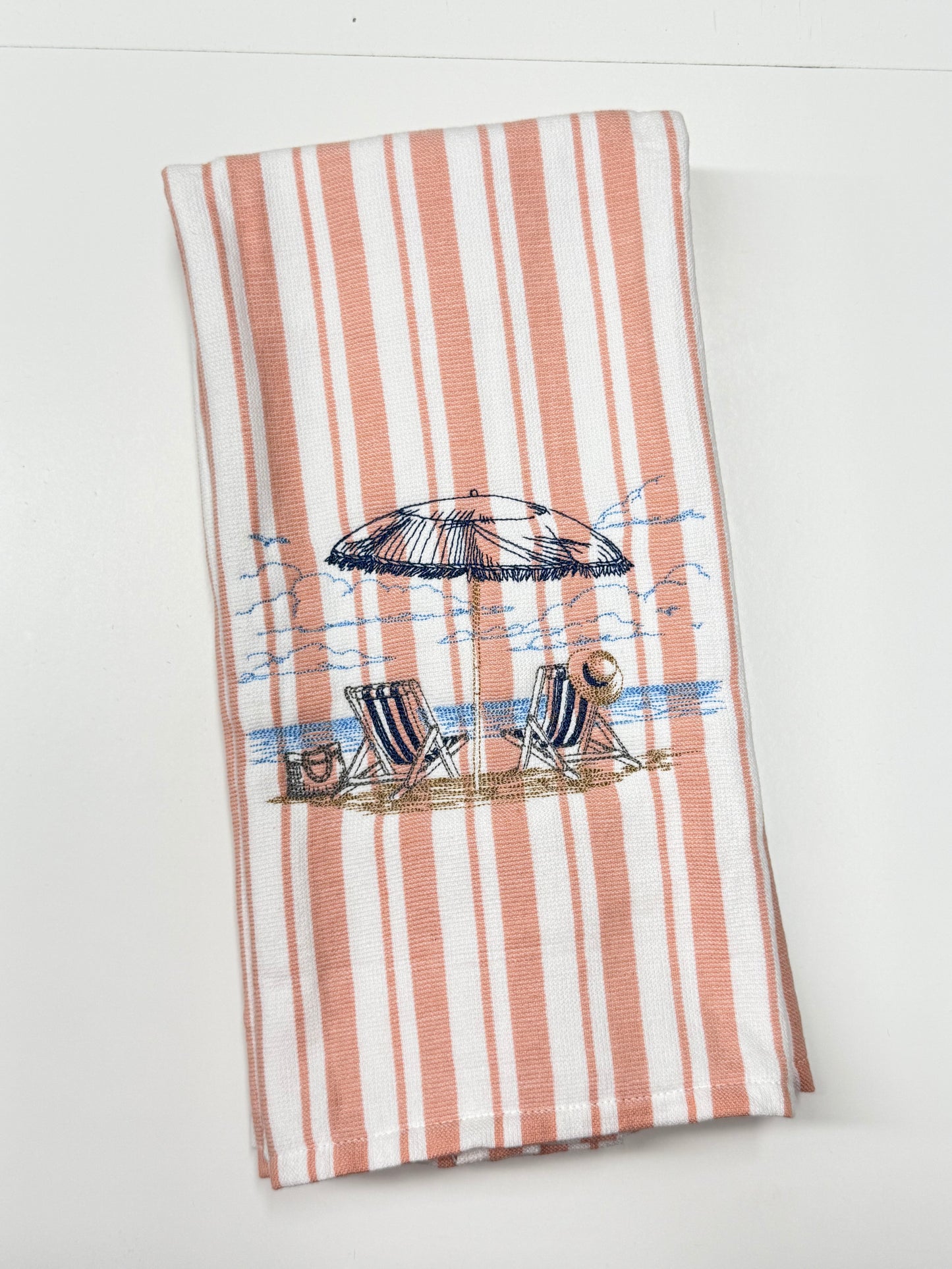 Beach Scene Embroidered Hand Towel
