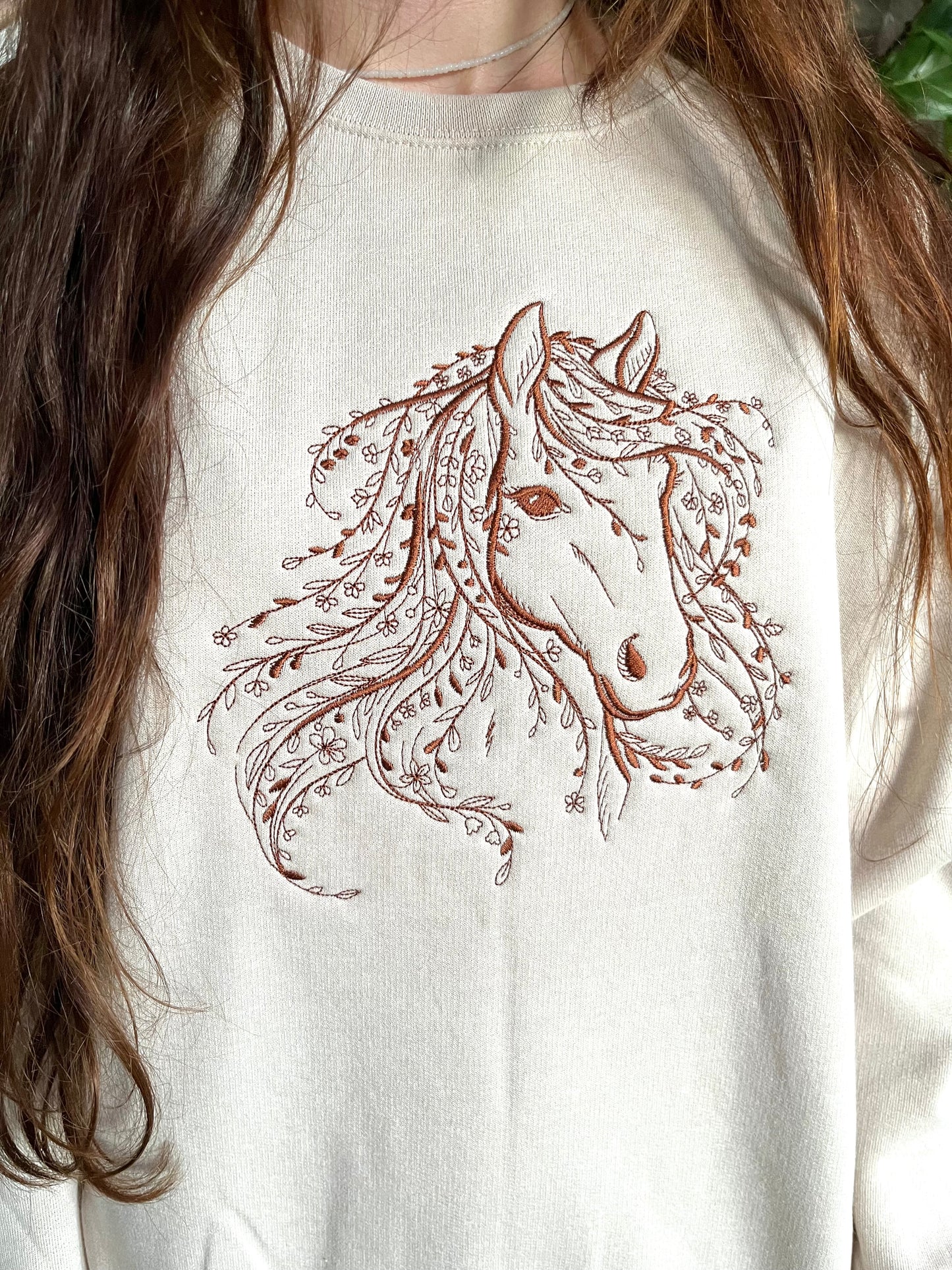 Embroidered Floral Horse Sweatshirt