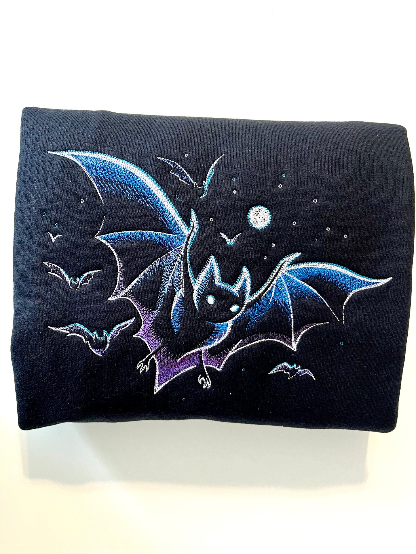 Embroidered Spooky Bats Halloween Sweatshirt