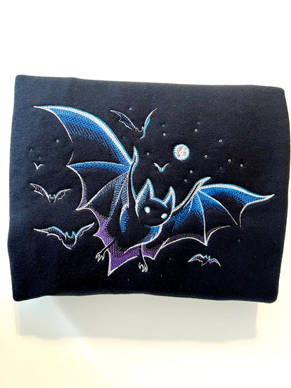 Embroidered Spooky Bats Halloween Sweatshirt