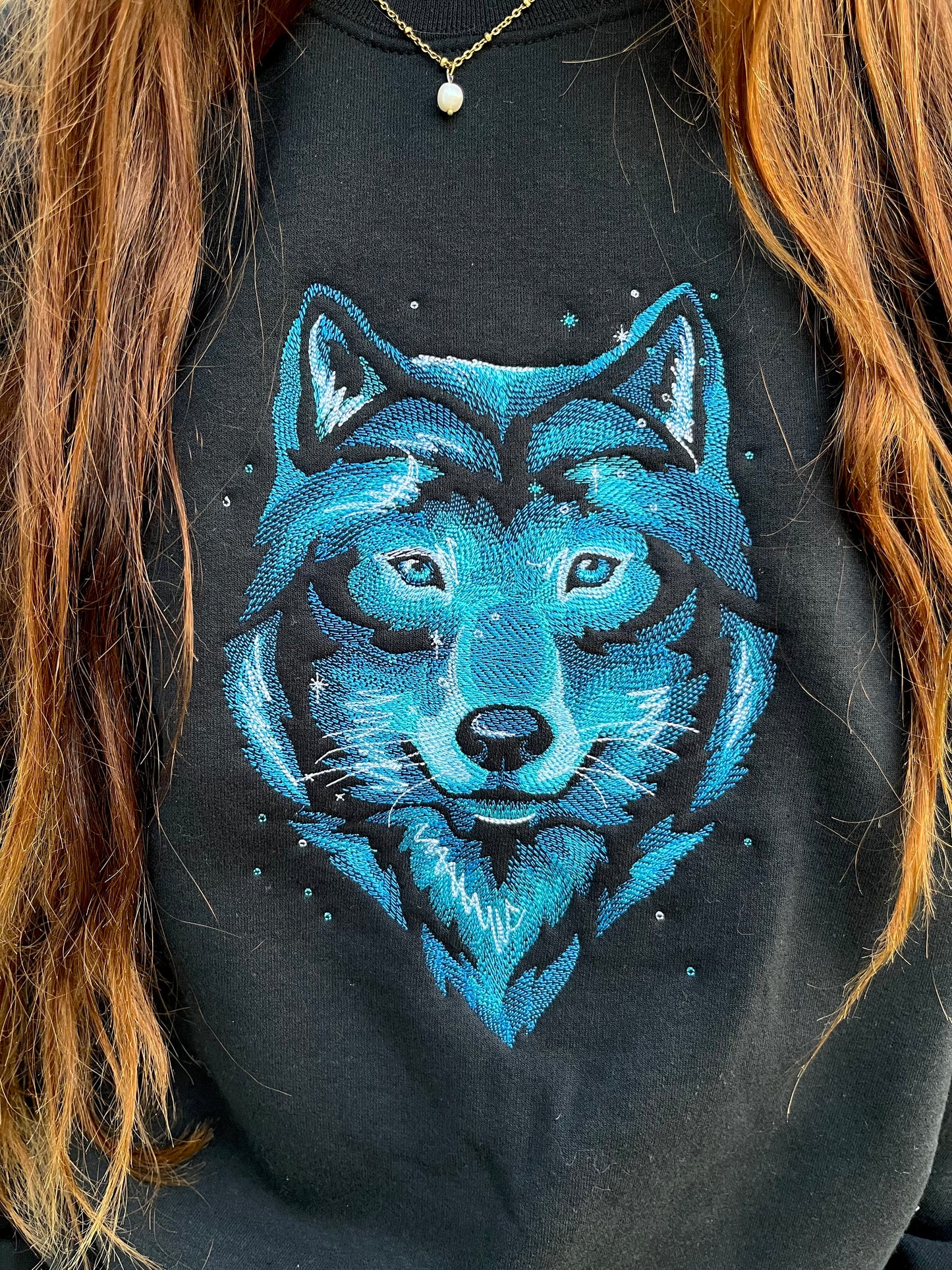 Embroidered Celestial Wolf Sweatshirt