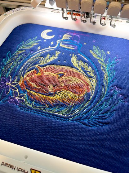 Embroidered Nighttime Sleeping Fox Sweatshirt