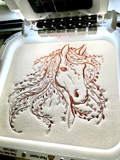 Embroidered Floral Horse Sweatshirt