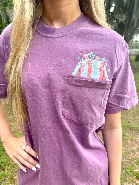 Book Stack Embroidered Shirt