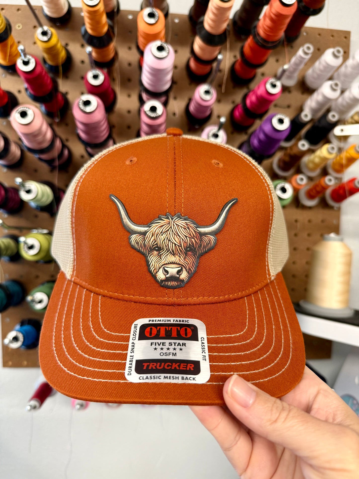 Highland Cow Face Patch Mesh Back Trucker Hat