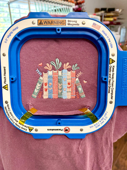 Book Stack Embroidered Shirt
