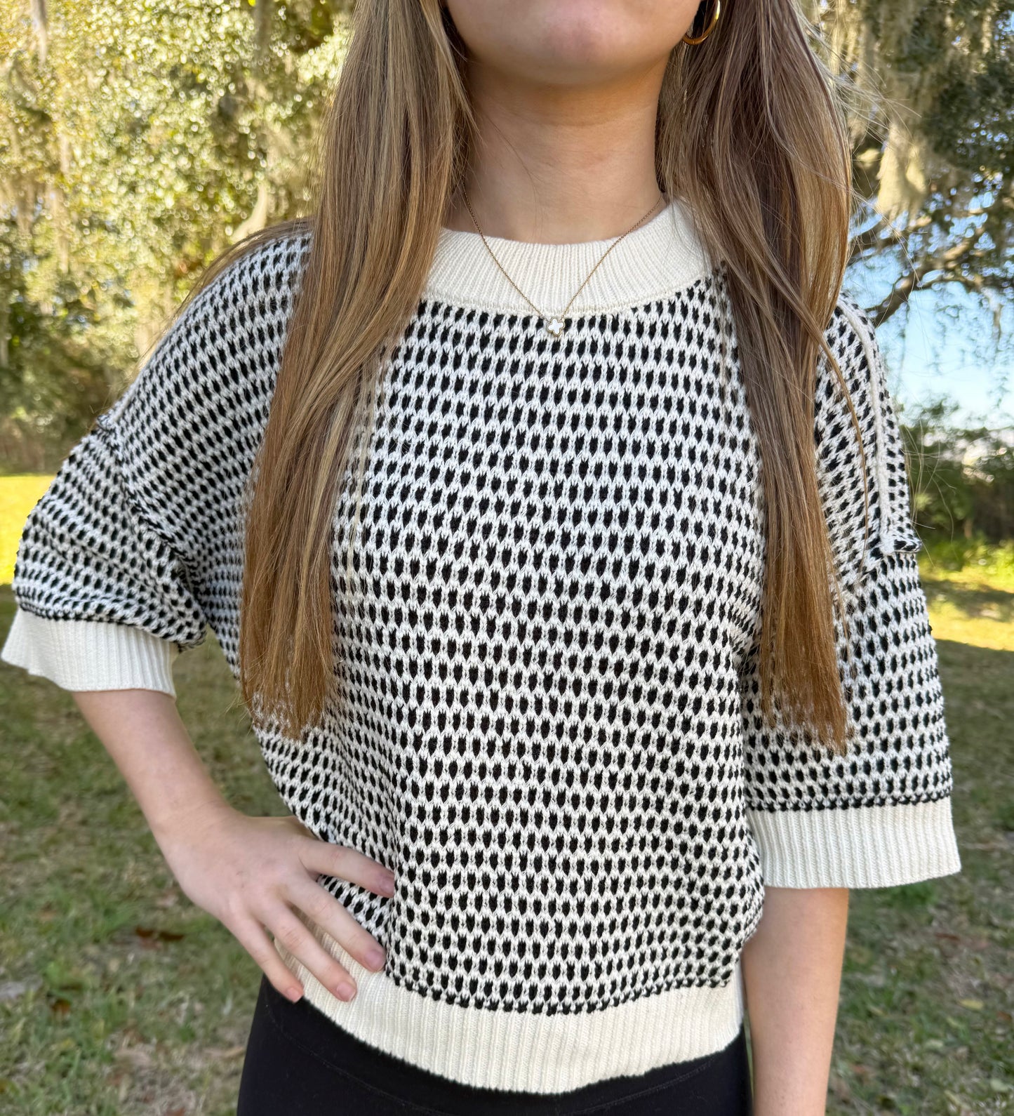 Black and Cream Stripes Sweater