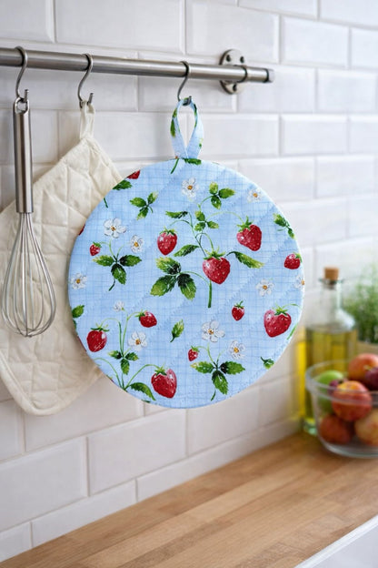 Light Blue Strawberry Insulated Hot Pad