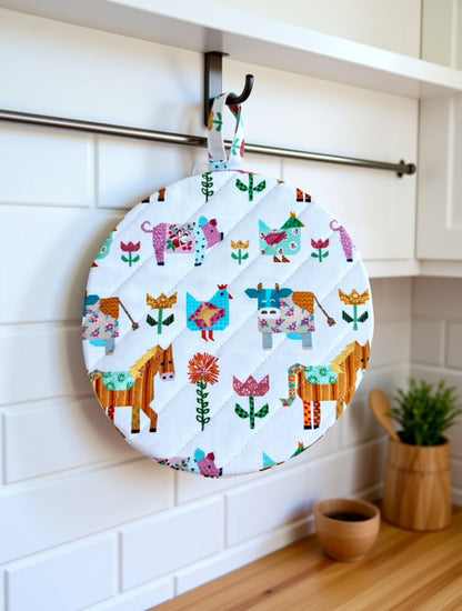 Farm Animals Floral Insulated Hot Pad