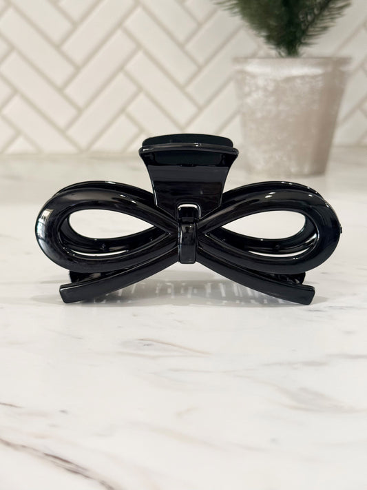 5” Black Bow Claw Hair Clip