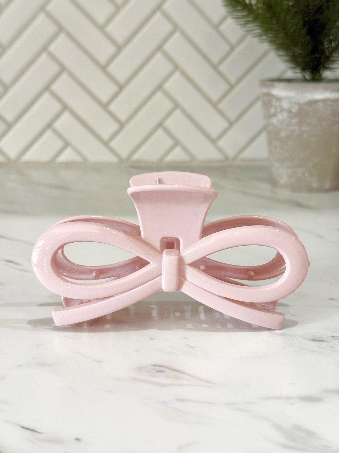 5” Light Pink Bow Claw Hair Clip