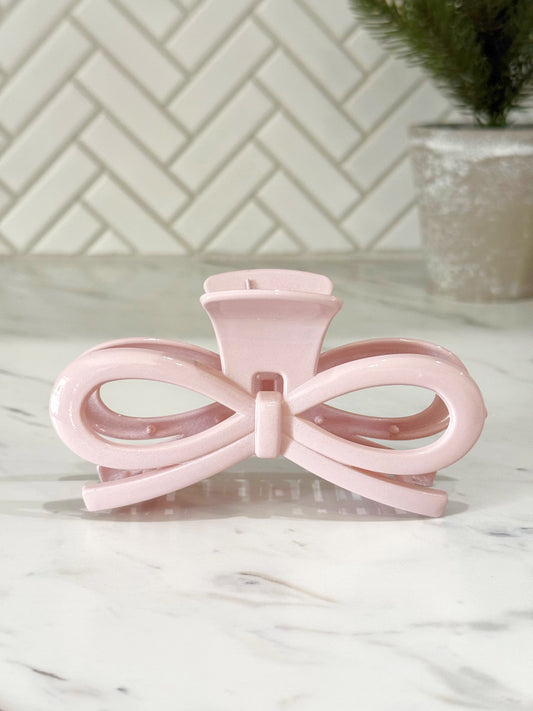 5” Light Pink Bow Claw Hair Clip