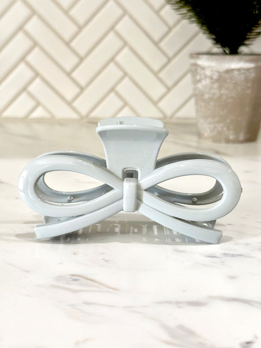 5” Grayish Blue Bow Claw Hair Clip