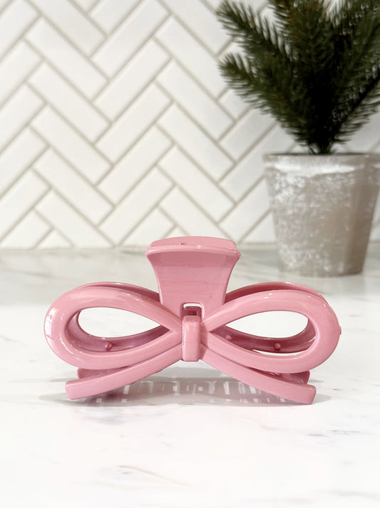 5” Dusty Pink Bow Claw Hair Clip
