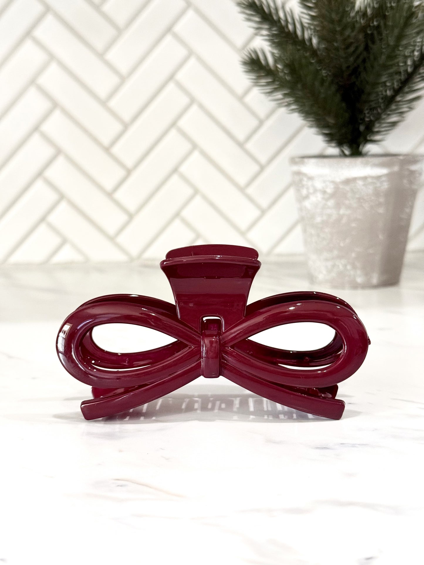 5” Dark Burgundy Bow Claw Hair Clip