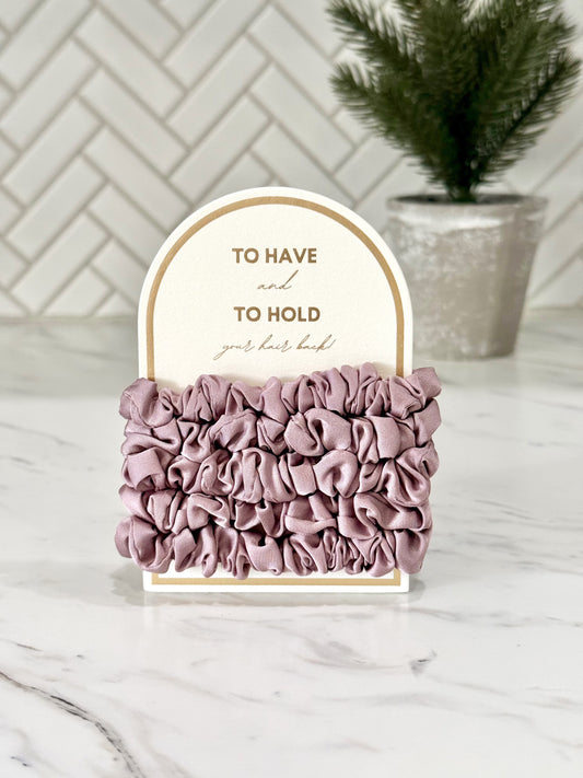 5 Pack Skinny Mauve Silk Hair Scrunchie Set