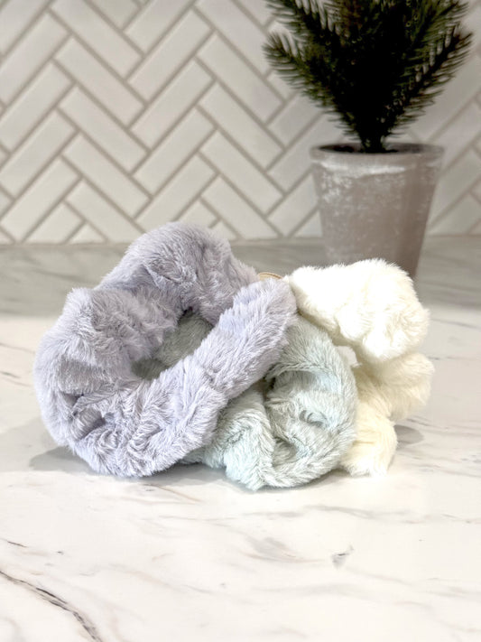 3 Pack Soft Fuzzy Hair Scrunchie Set