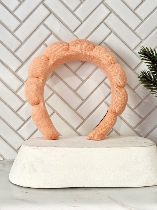 Peach Puffy Terry Cloth Hair Headband