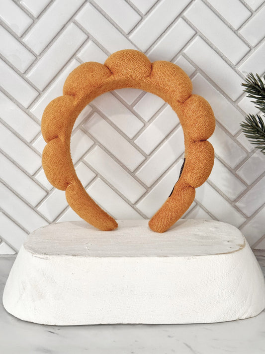 Dark Gold Puffy Terry Cloth Hair Headband