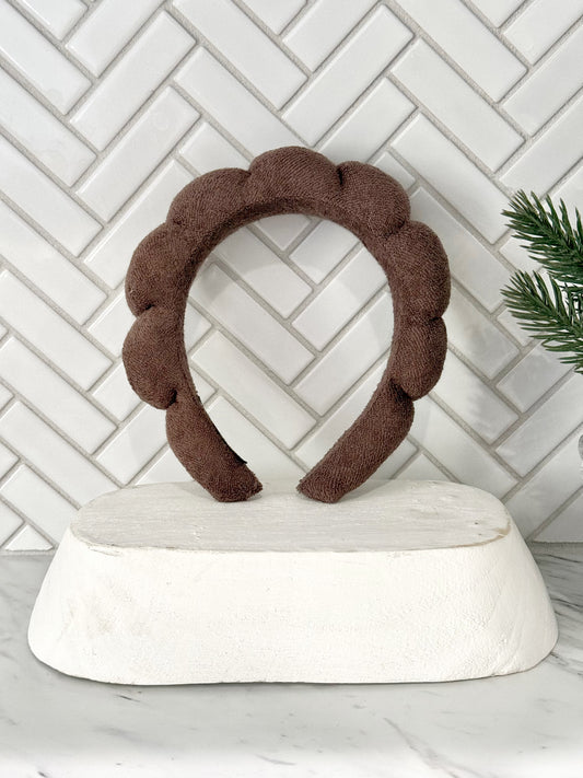 Dark Brown Puffy Terry Cloth Hair Headband