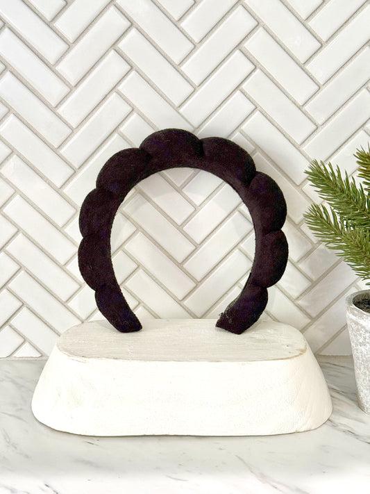 Black Puffy Terry Cloth Hair Headband