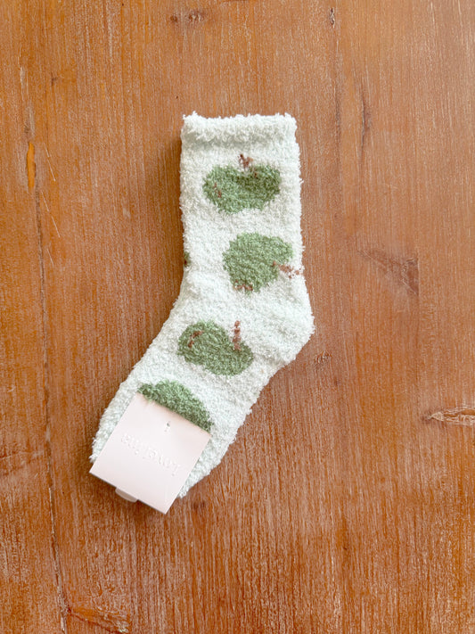 Green Apples Fluffy Socks