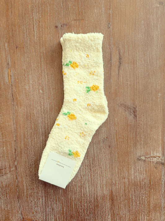 Yellow Pineapple Fluffy Socks