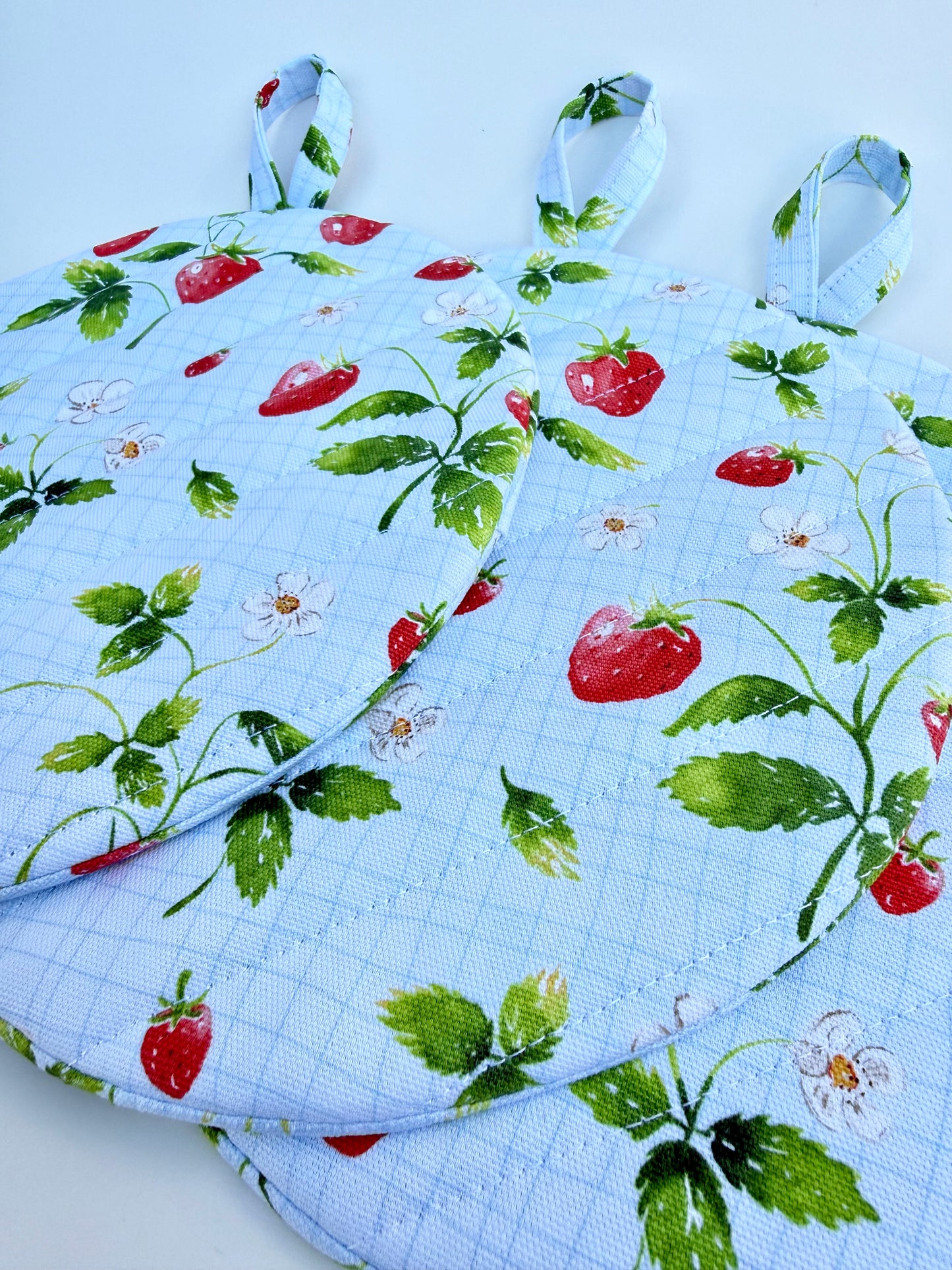 Light Blue Strawberry Insulated Hot Pad