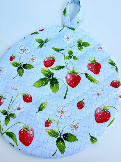 Light Blue Strawberry Insulated Hot Pad