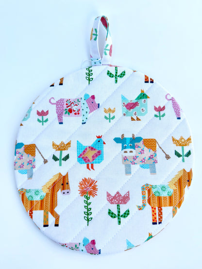 Farm Animals Floral Insulated Hot Pad