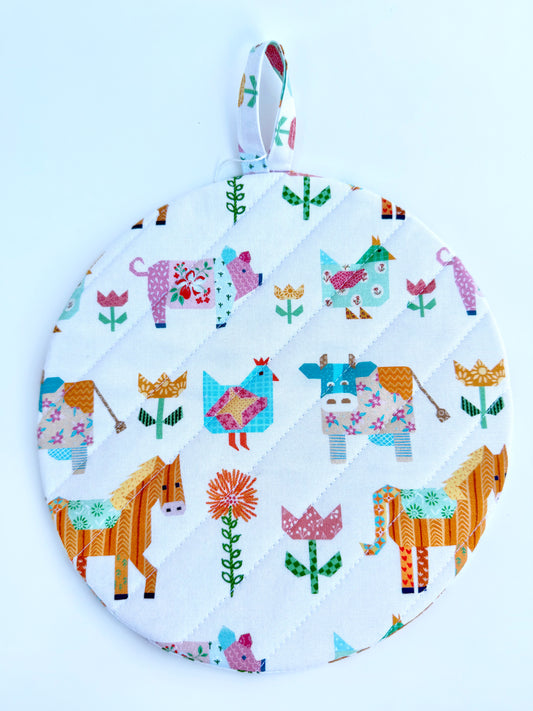 Farm Animals Floral Insulated Hot Pad