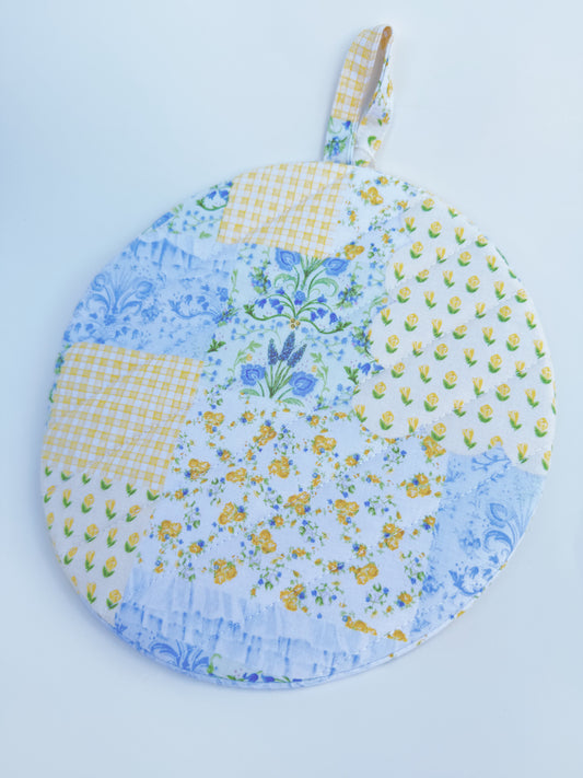 Blue and Yellow Patchwork Floral Insulated Hot Pad
