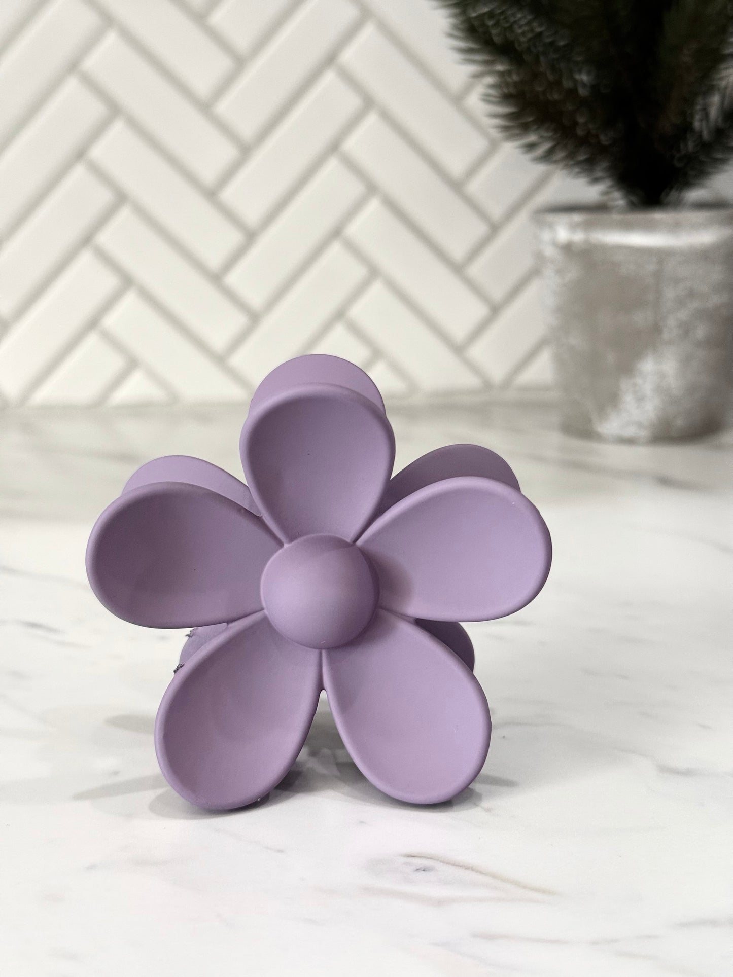 3” Purple Matte Flower Claw Hair Clip