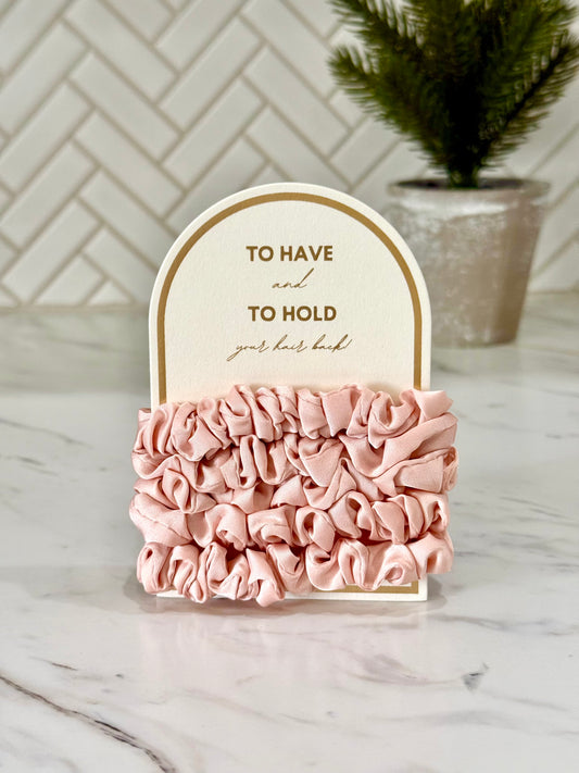 5 Pack Skinny Pink Silk Hair Scrunchie Set