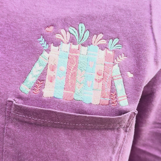 Book Stack Embroidered Shirt