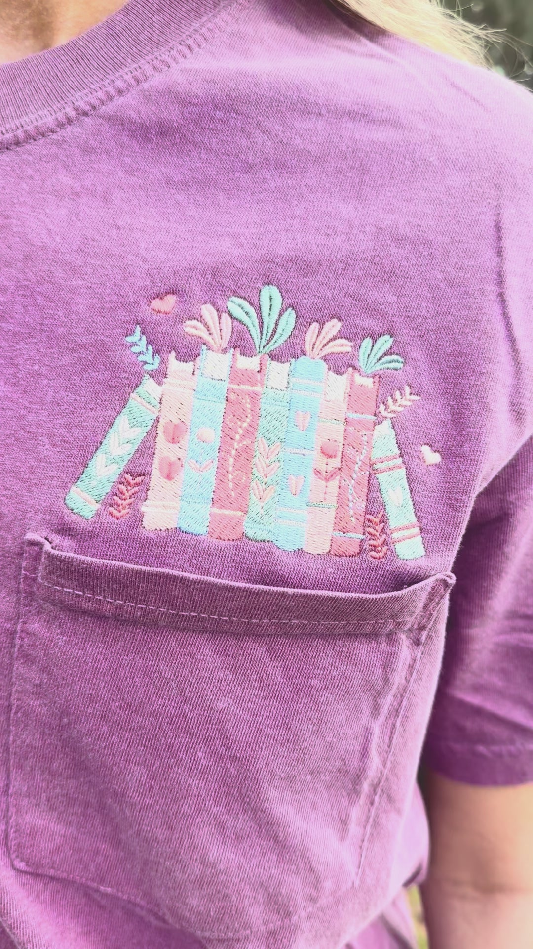 Book Stack Embroidered Shirt