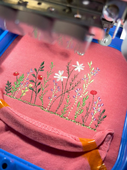 Summer Flowers Embroidered Pocket T-Shirt