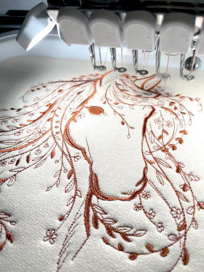 Embroidered Floral Horse Sweatshirt