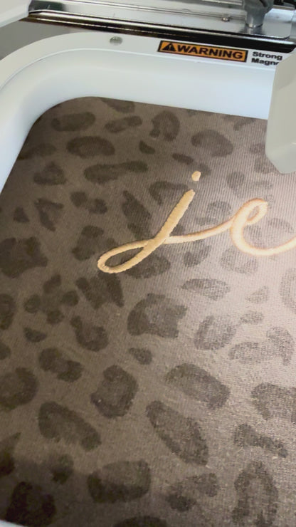 Embroidered Jesus Brown Leopard Print Premium Heavyweight Sweatshirt