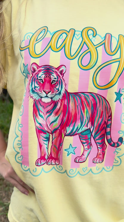 Easy Tiger Bright Pink and Yellow Comfort Colors Shirt