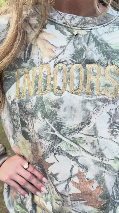 Embroidered Indoorsy Heavyweight Camo Sweatshirt