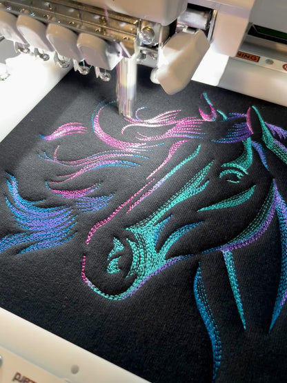 Embroidered Horse with Flowing Hair Sweatshirt